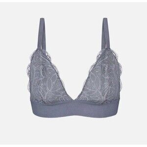 All You LIVELY Women's Lace Bra No Wire Bralette Smoke Gray Size M New